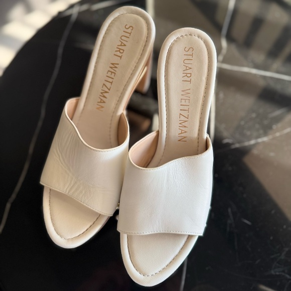 Stuart Weitzman Shoes - Stuart Weitzman Cream Mules